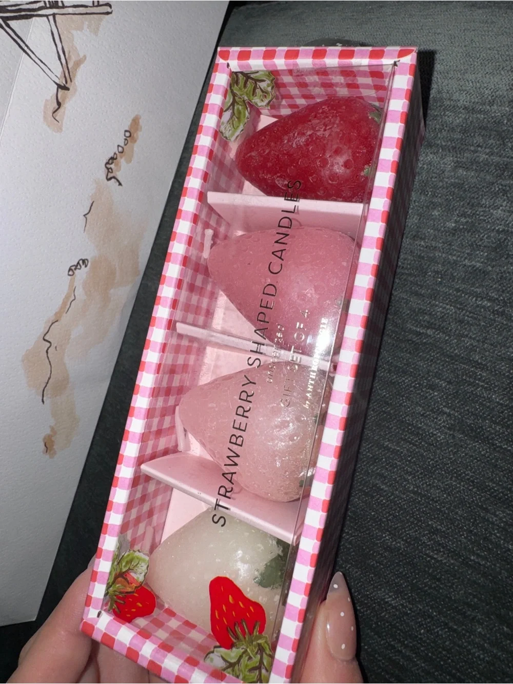 NEW Anthropologie Strawberry Shaped Wax Candles - Set of 4  🍓